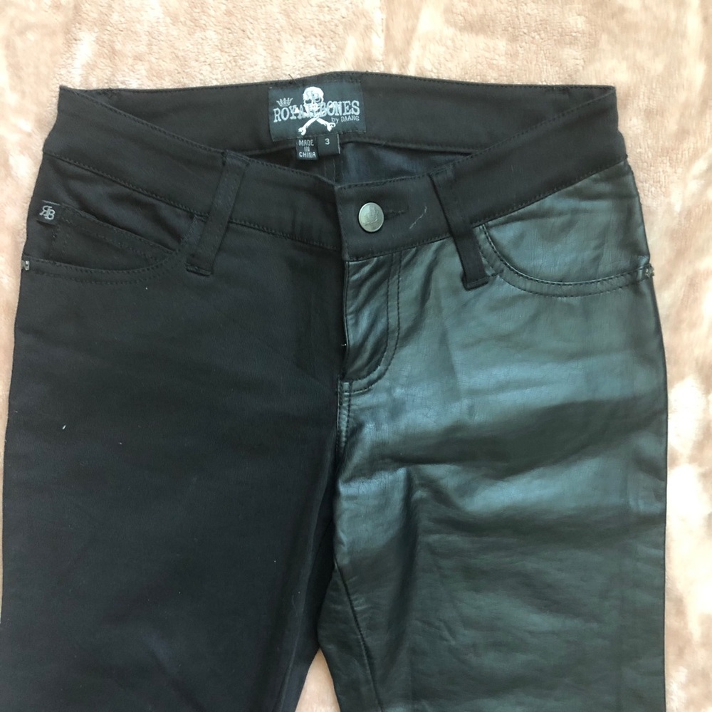 Hot Topic Royal Bones Black Split Leather Jeans - image 5